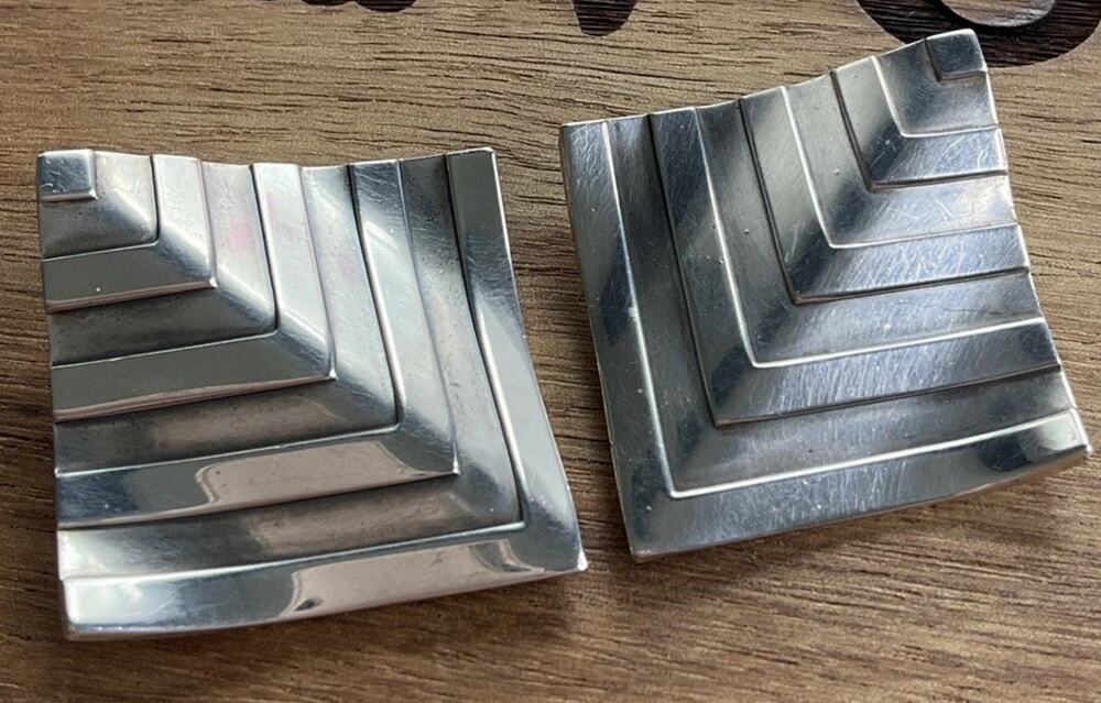 Retired James Avery Vintage Chevron Sterling Silver 90s Geometric Earrings 21g